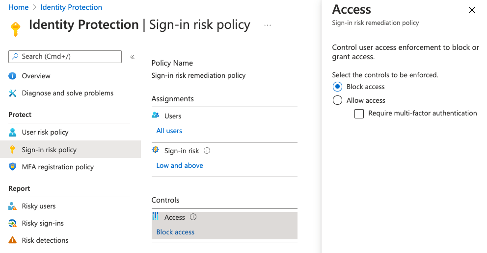Microsoft Azure AD Identity protection