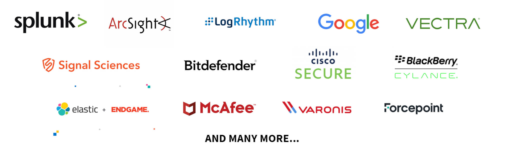 A sampling of logos of Red Canary's many alert integrations