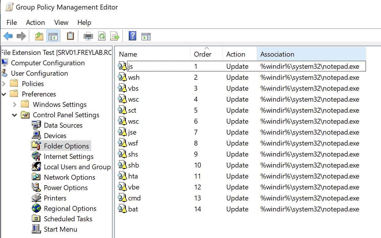 Screenshot of group policy management editor
