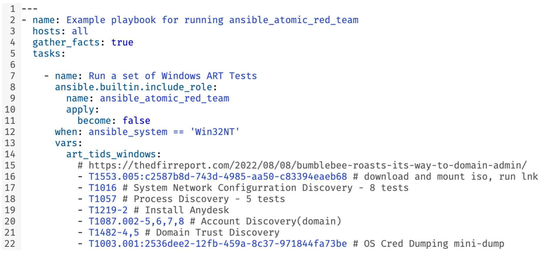 Example Ansible playbook using Atomic Red Team