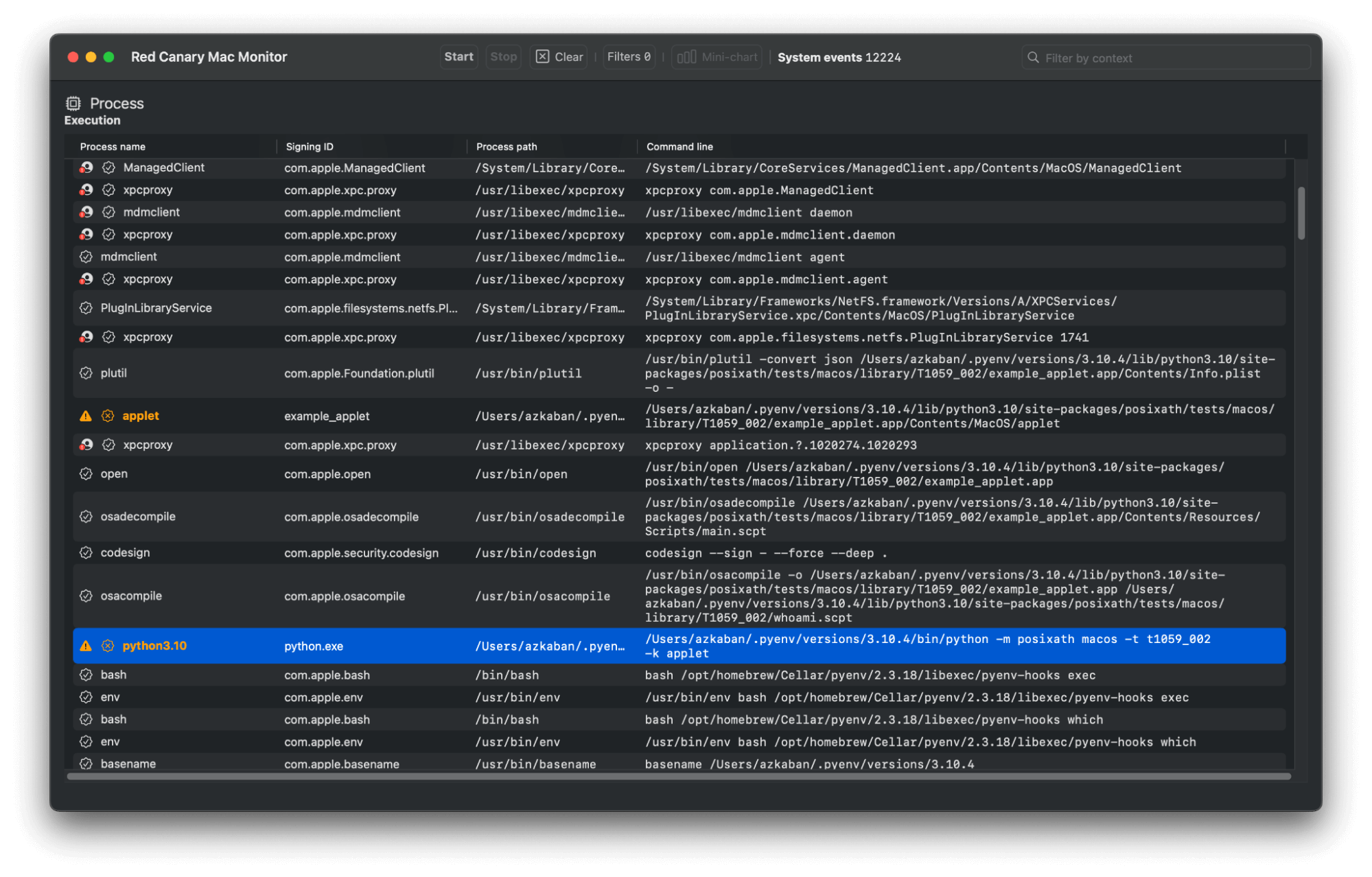 Mac Monitor screenshot of Python 3.10 download