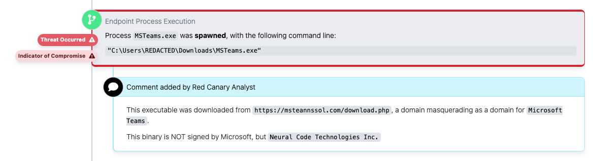 Screenshot of malicious code-signing certificate detection 