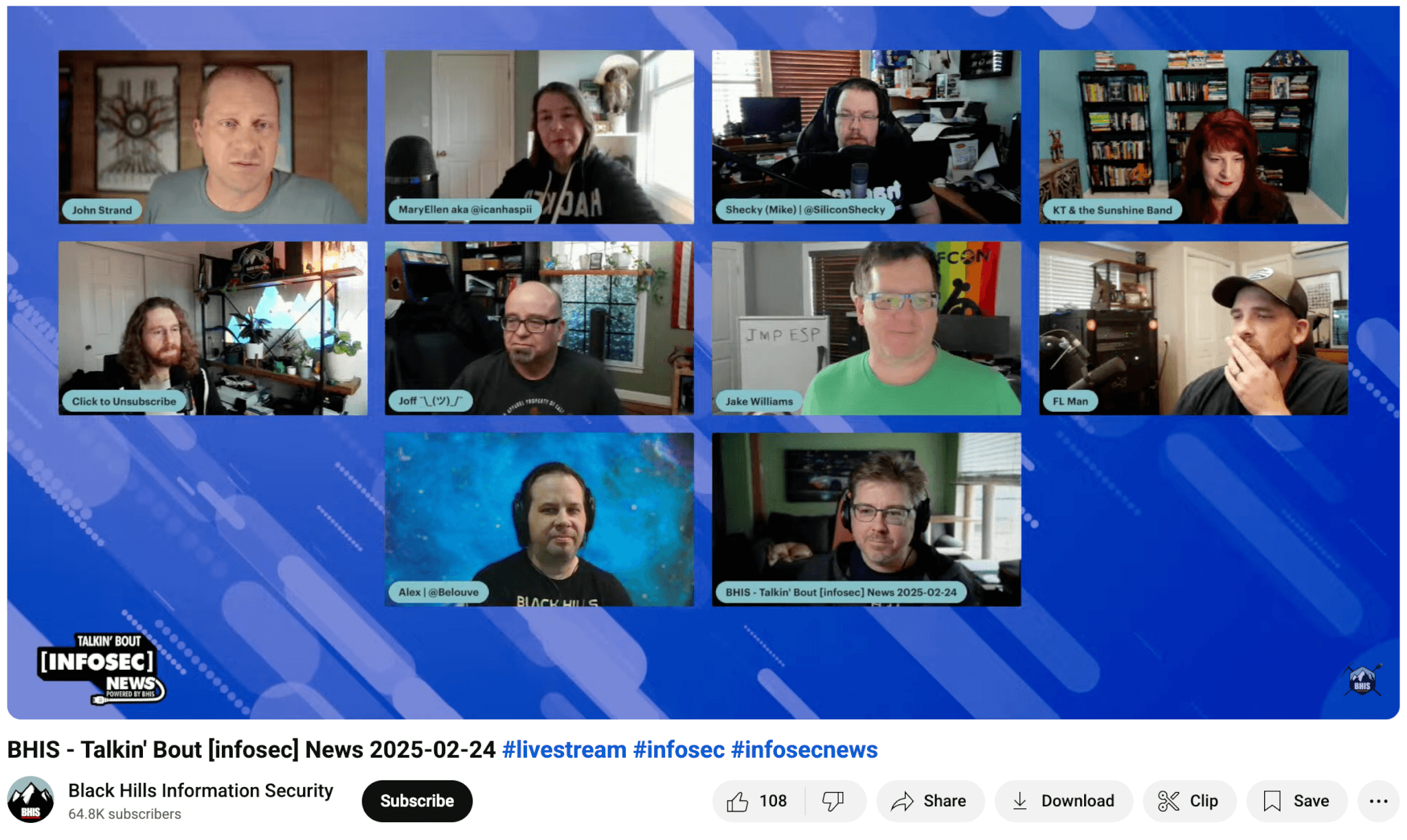 A YouTube screencap of Black Hills Information Security's Talkin' [Bout] Infosec podcast.