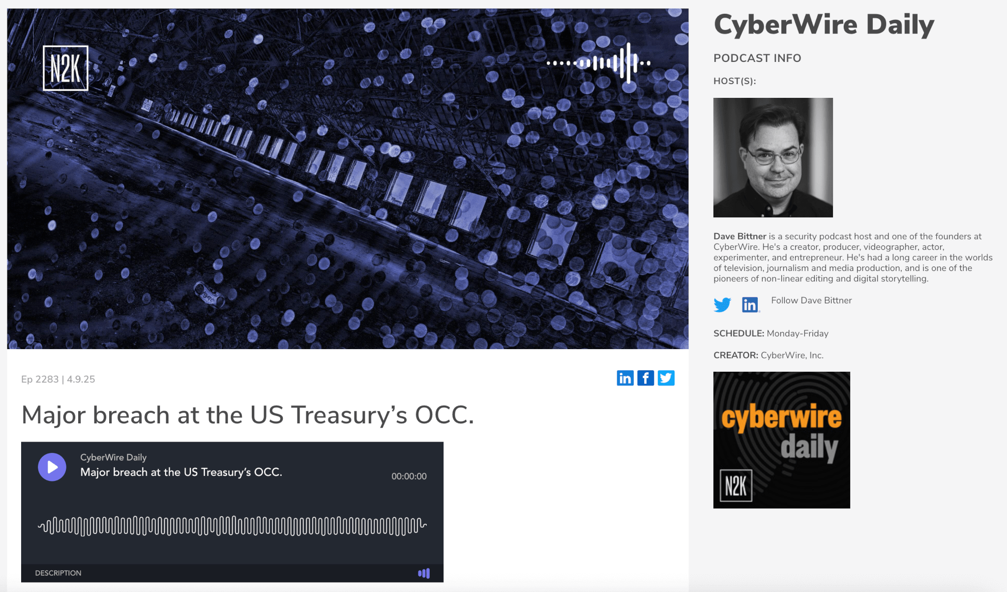 The listing of Cyberwire's Cyberwire Daily podcast