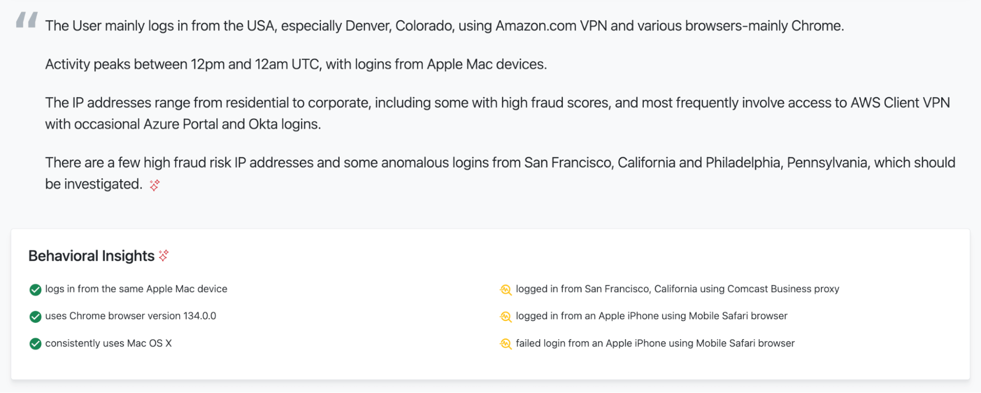 Example use baseline report from Red Canary