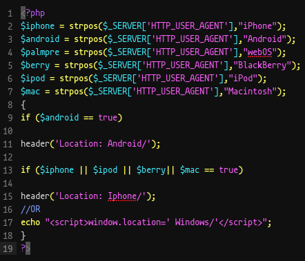 User-Agent-based redirect in Invite.php page source code