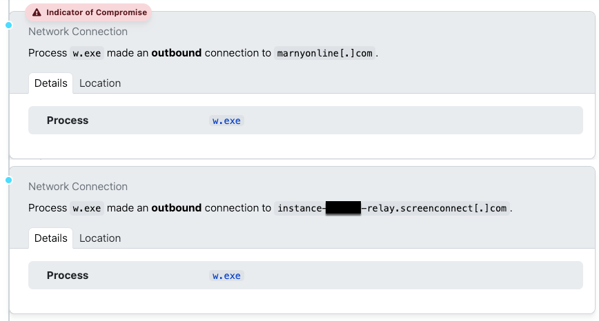 Process w.exe making an outbound connection to marnyonline[.].com